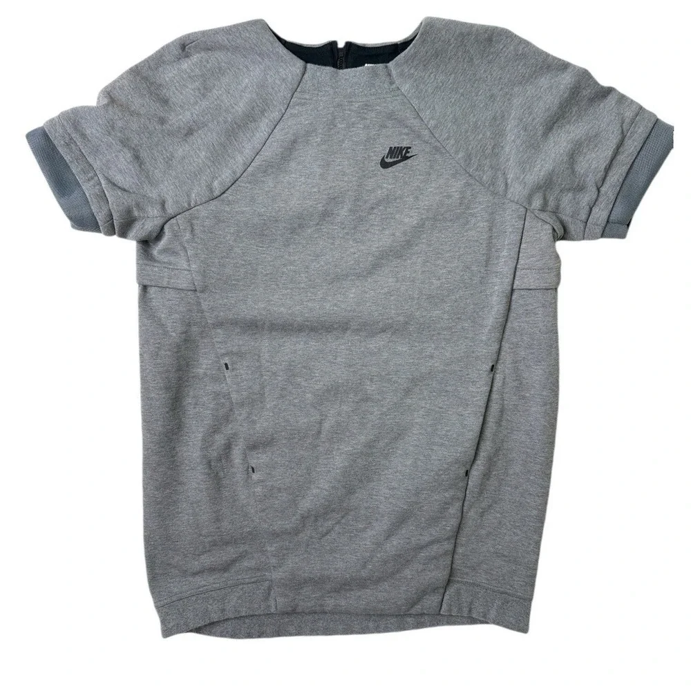 Nike Tech Fleece Dress Womens M Gray Short Sleeve Sweatshirt‎ Tunic 746918-091